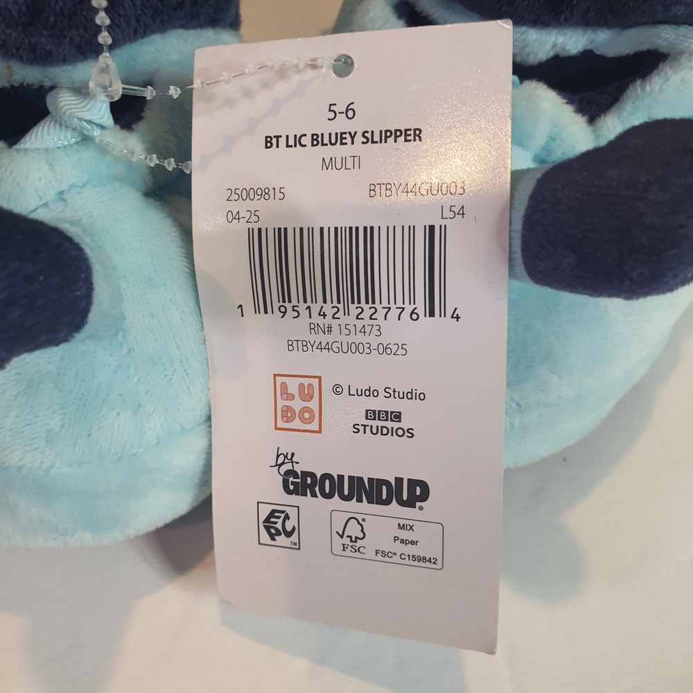 New Bluey Toddler Plush Slippers 5/6 Ground Up Blue 3D Character House Shoes Kid - Picture 3 of 5